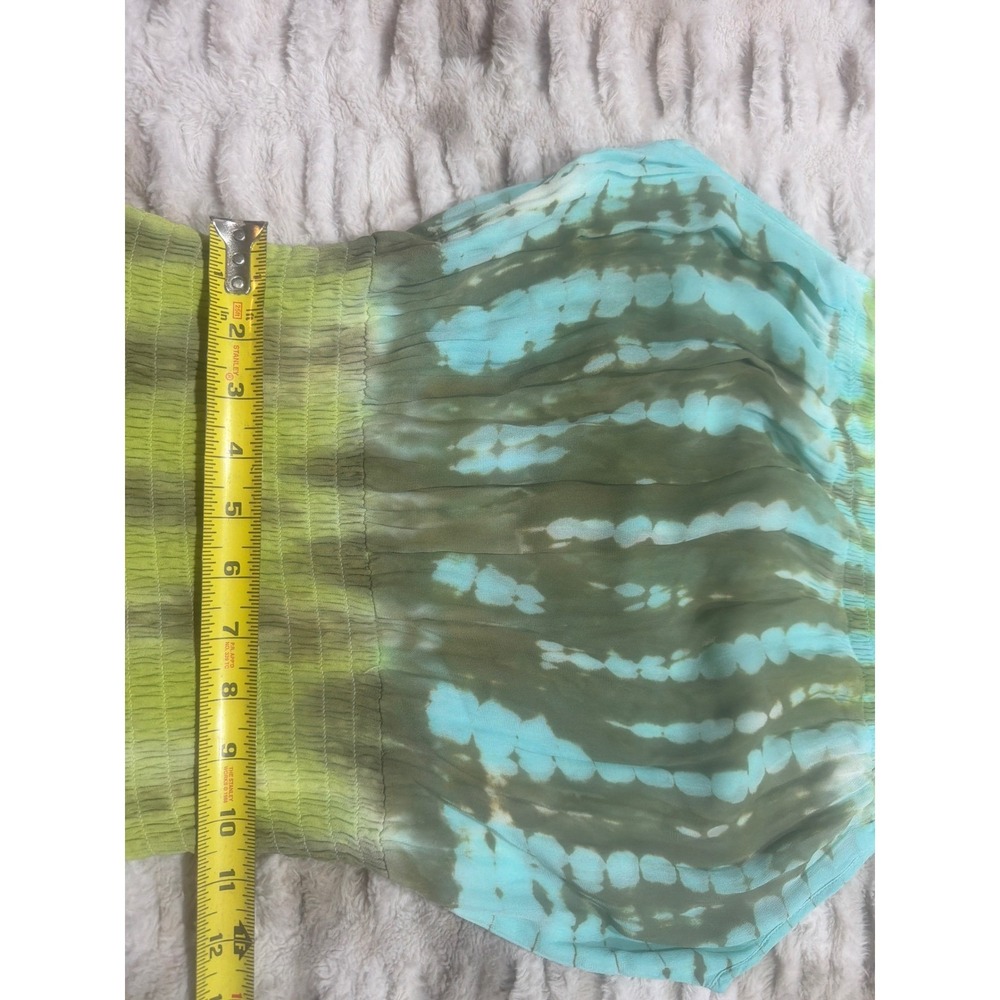 Young Fabulous & Broke Tie Dye Smocked Maxi Dress Green Teal Small RN 106691 - Picture 6 of 7